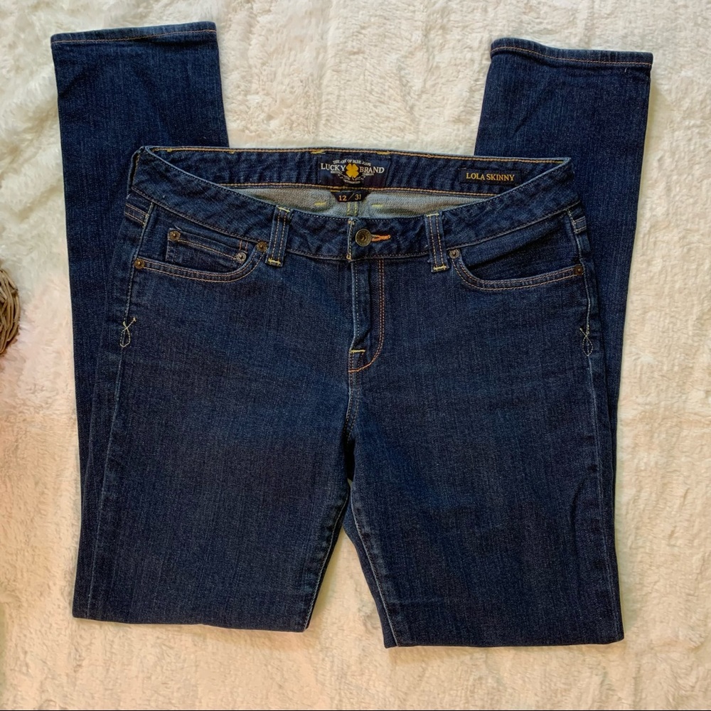 Lucky Brand Lola Skinny Jeans Dark Wash Sz 12/31 - Picture 1 of 13